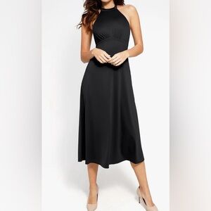 Elegant Black Halter Dress from popilush size large, shapewear incorporated NWOT
